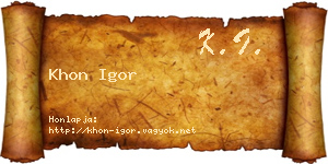 Khon Igor névjegykártya